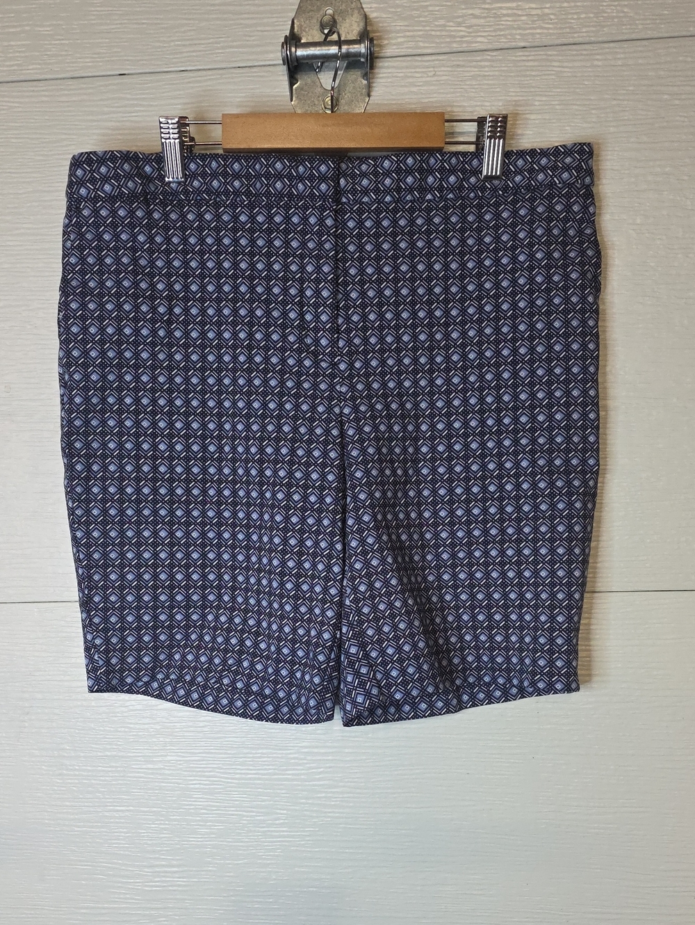 Mario Serrani Navy Geometric Print Flat Front Shorts